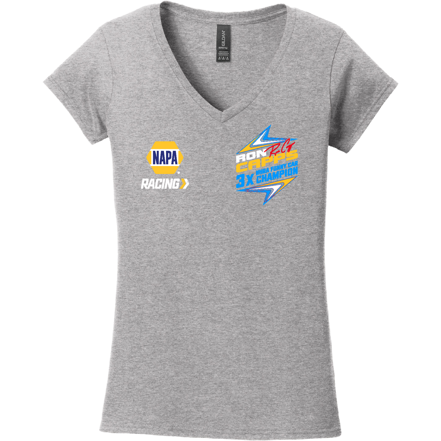 Ron Capps NHRA Racing Women's V-Neck - Heather Grey