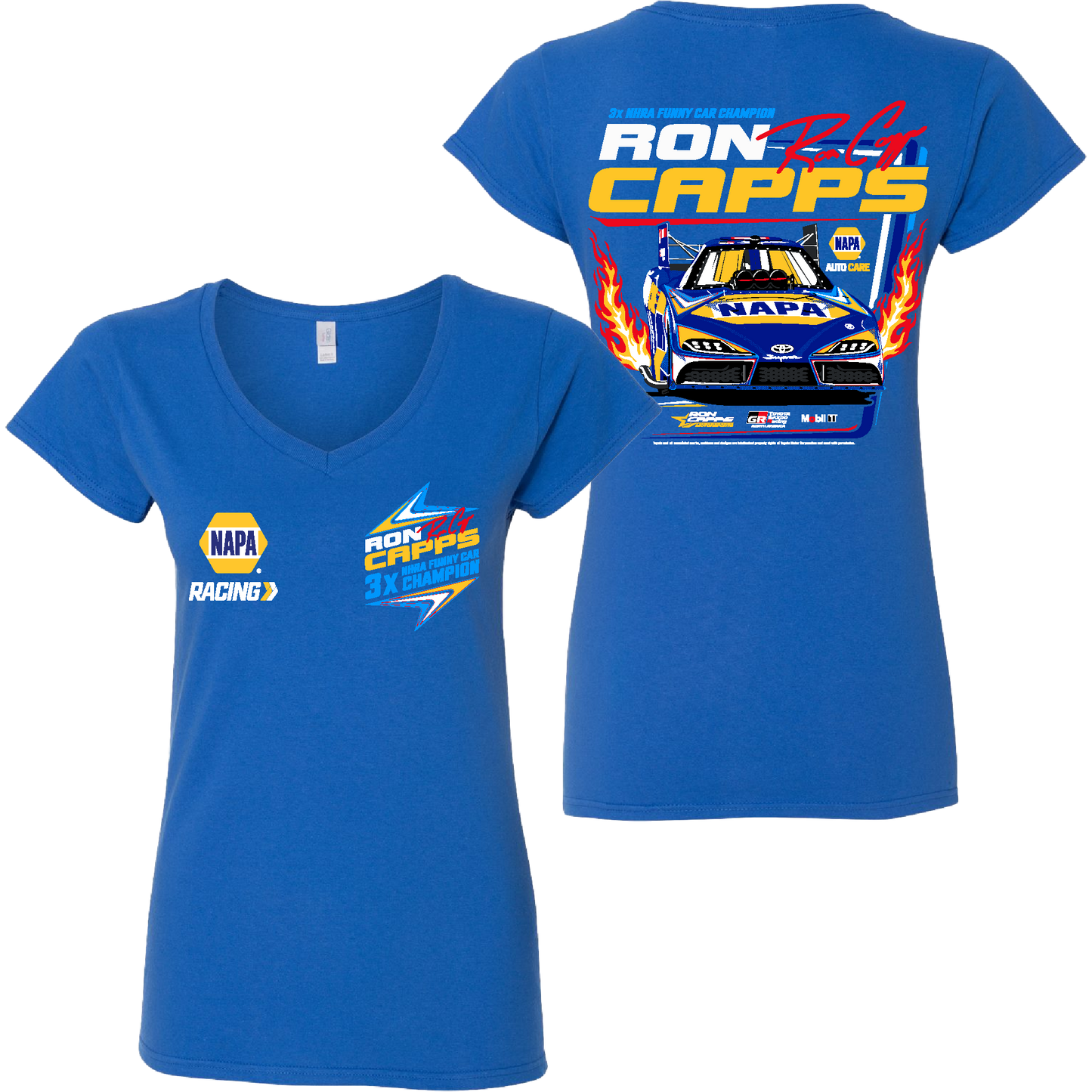 Ron Capps NHRA Racing Women's V-Neck - Royal