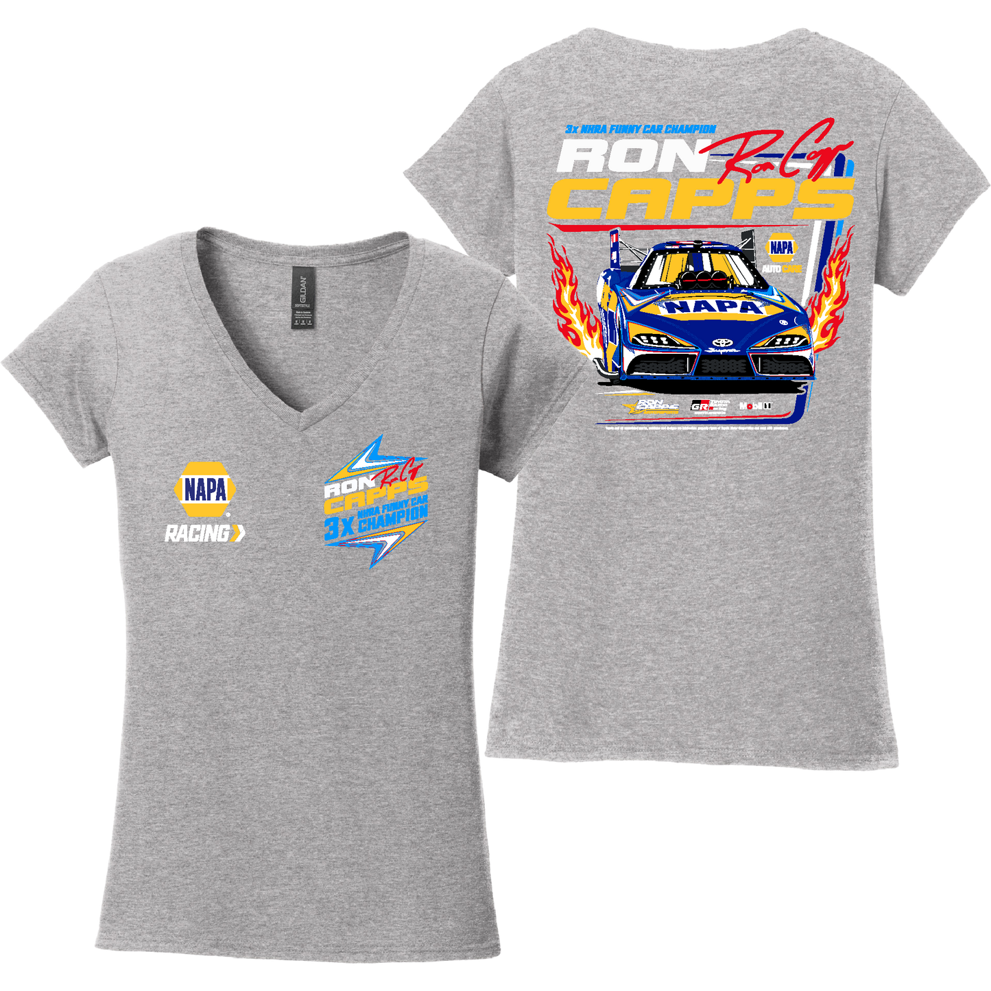 Ron Capps NHRA Racing Women's V-Neck - Heather Grey