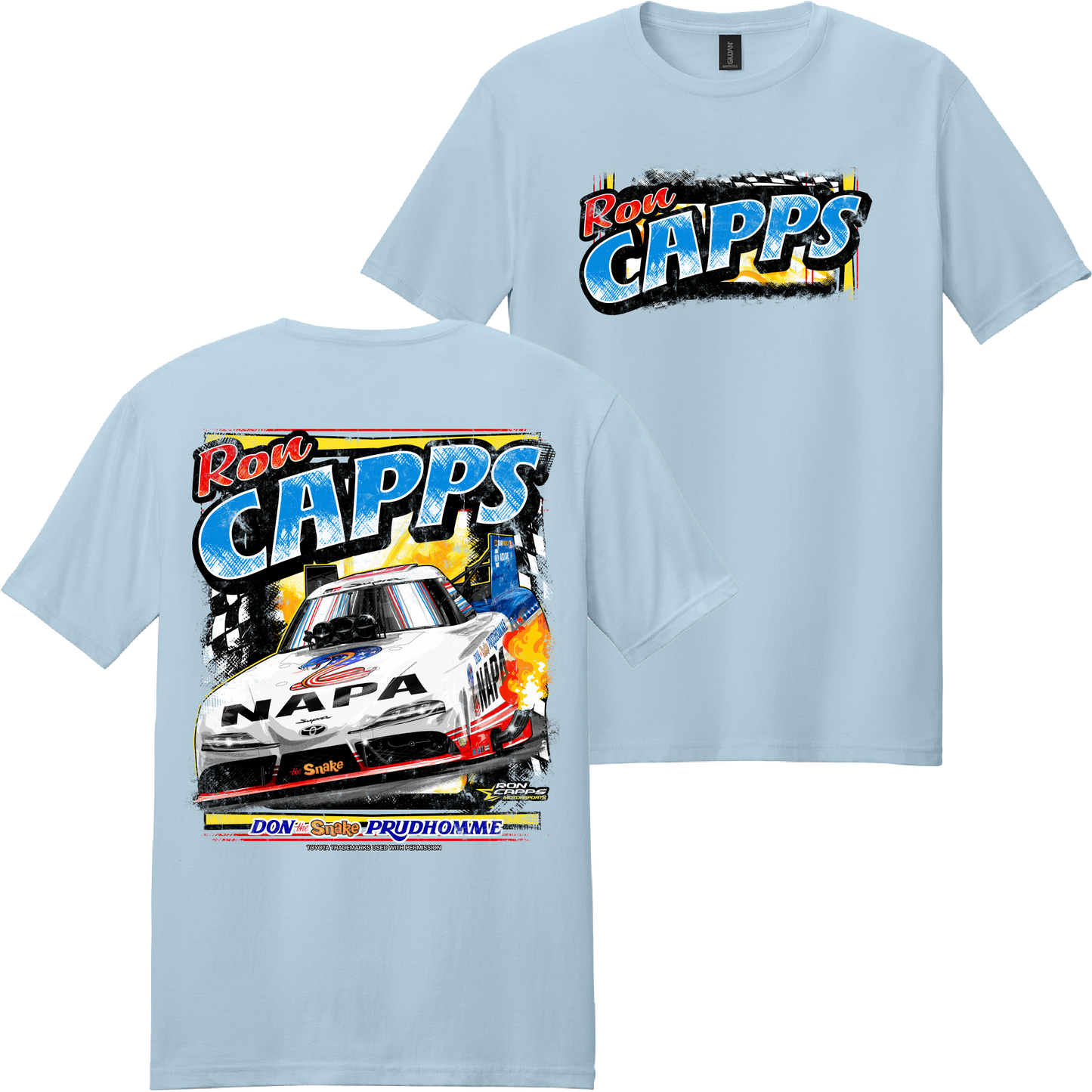 Ron Capps Snake Throwback Tee - Light Blue
